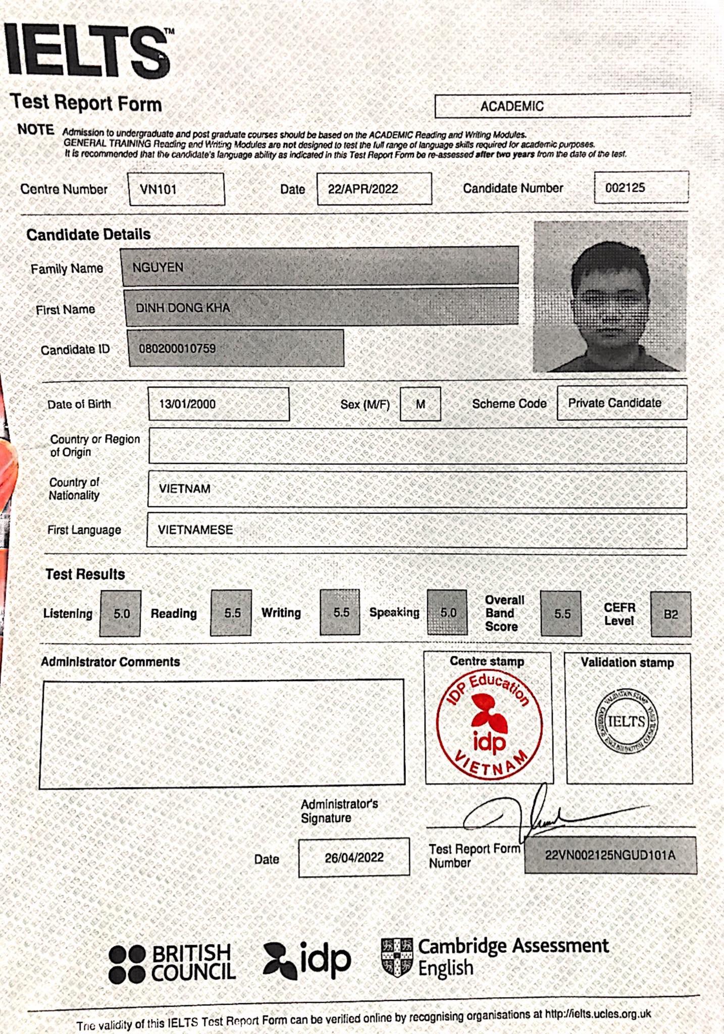 IELTS Certificate